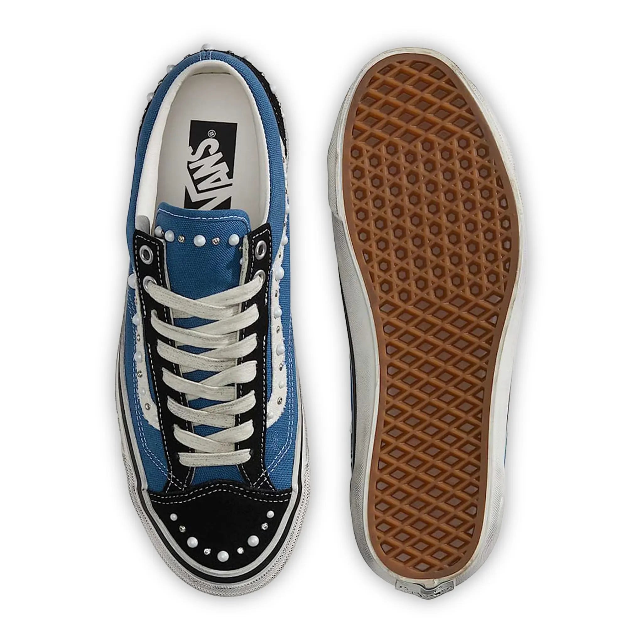 Sole Upper View of Vans Pearlised Navy Black Old Skool 36LX VN000E8VYA61